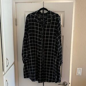 Black and White window pane button-Up Dress w/ tie